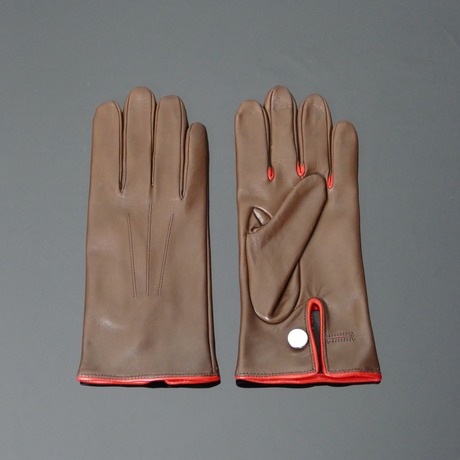 'Caine' Silk lined Gloves - Conker Brown Leather