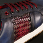 Apollo L149 'Daytona' - Vintage Navy & Burgundy Woven Leather Sneaker