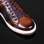 Apollo L149 'Daytona' - Vintage Tan & Navy Woven Leather Sneaker